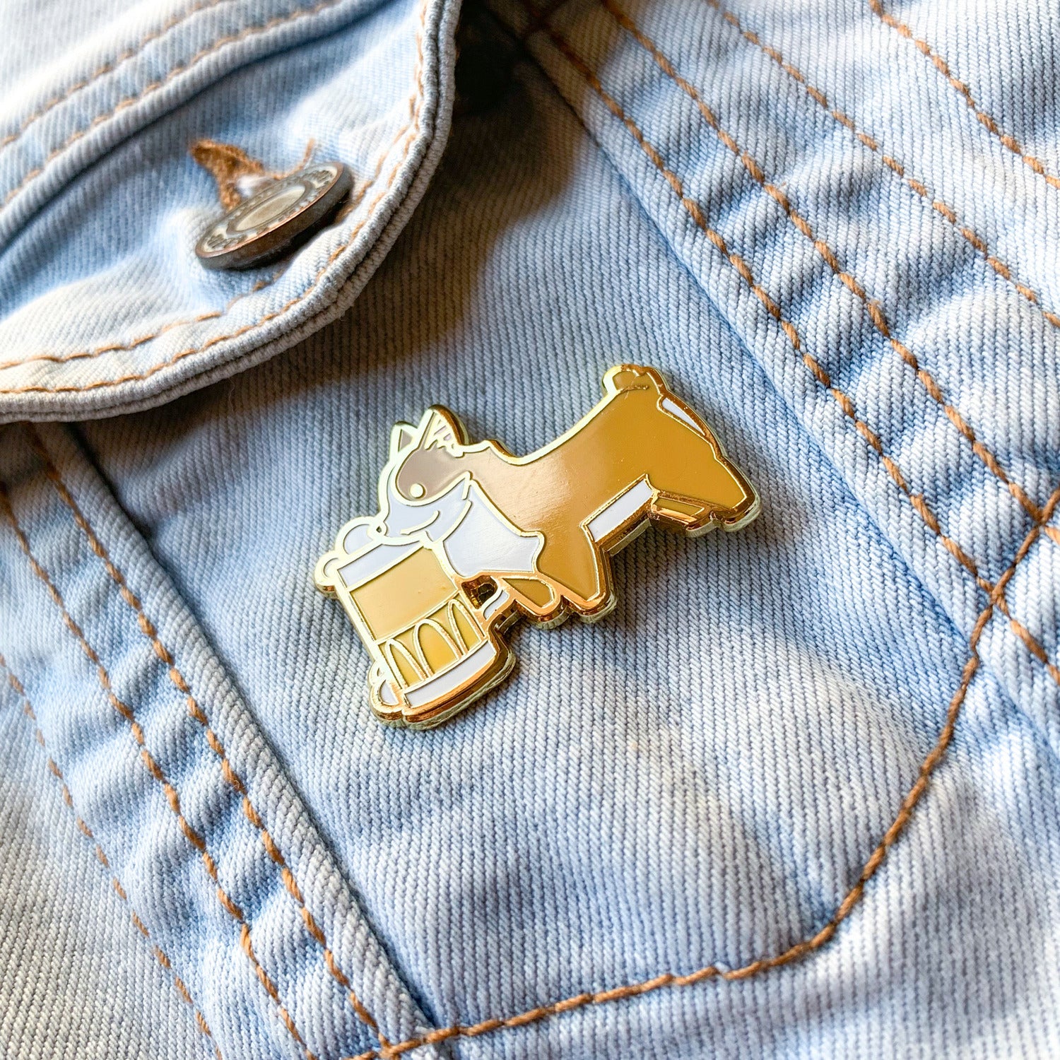 Corgi & Beer Hard Enamel Pin by Cocktail Critters