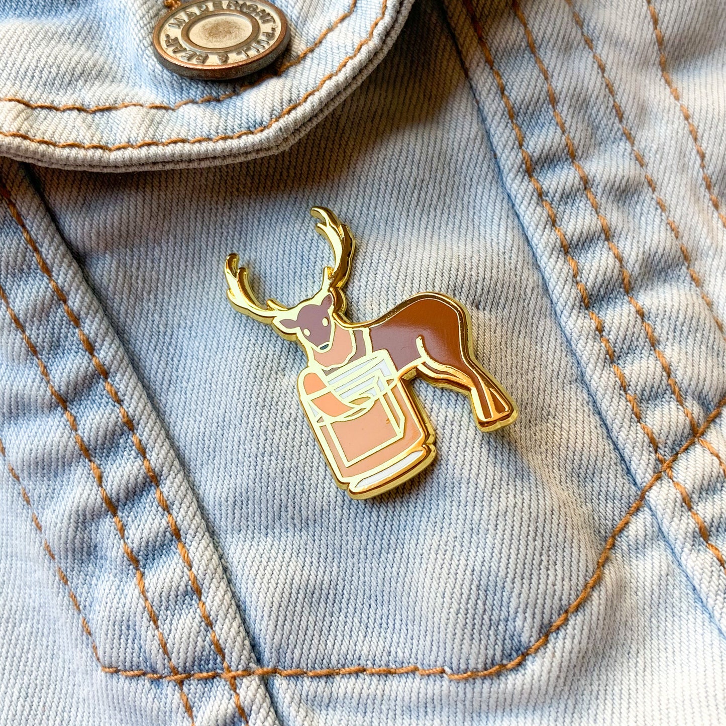 Deer & Old Fashioned Hard Enamel Pin by Cocktail Critters