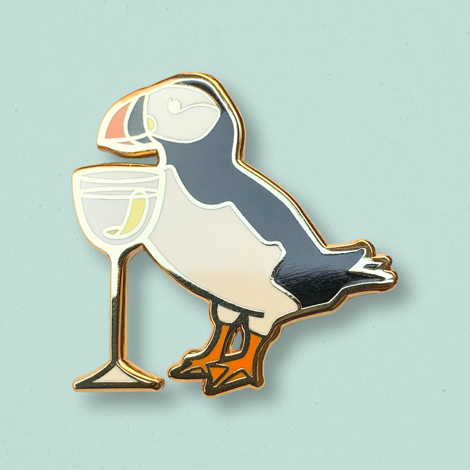Puffin & Vodka Martini Cocktail Hard Enamel Pin by Cocktail Critters