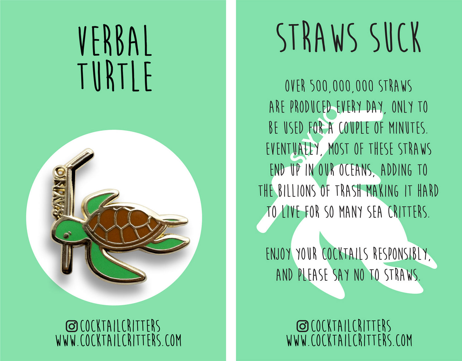Turtle Hard Enamel Pin by Cocktail Critters