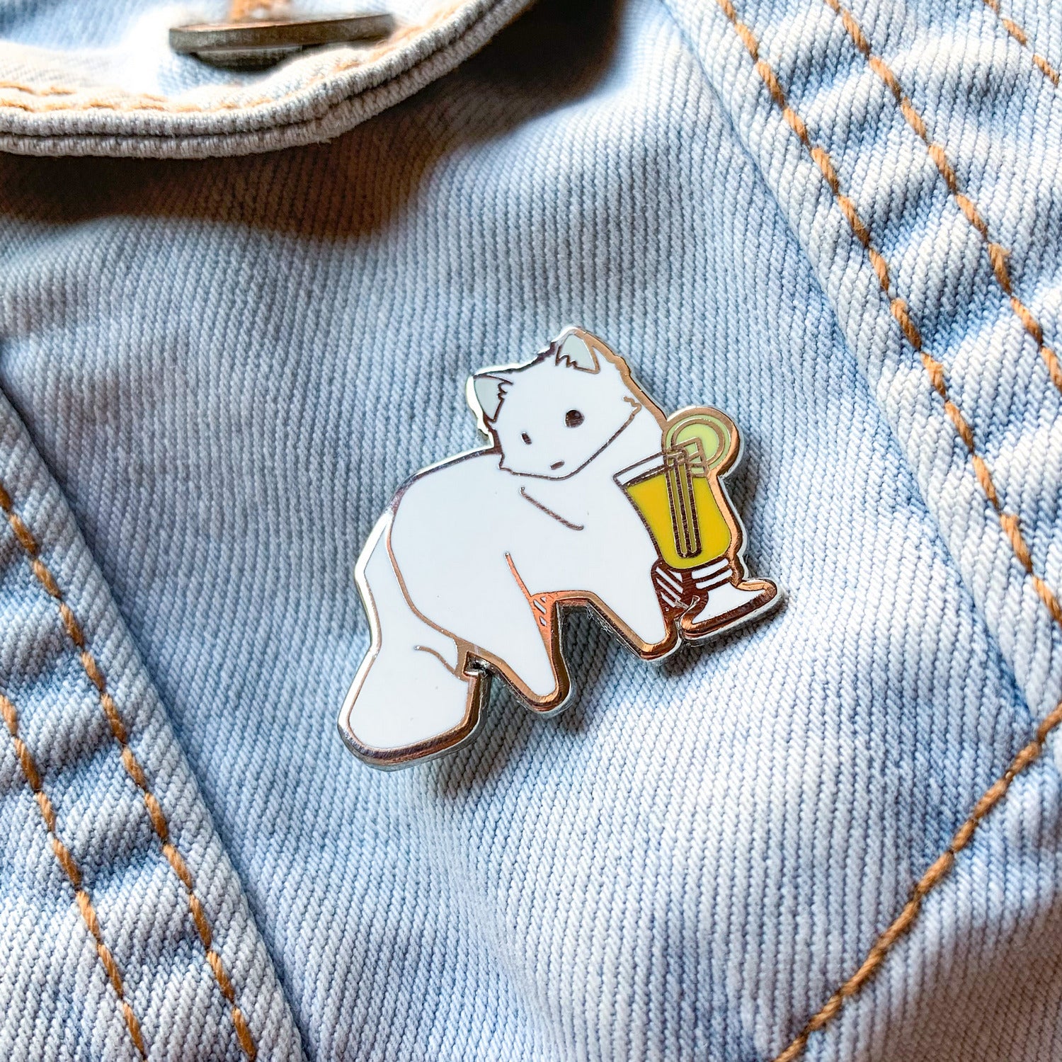 Arctic Fox & Hot Toddy Cocktail Hard Enamel Pin by Cocktail Critters