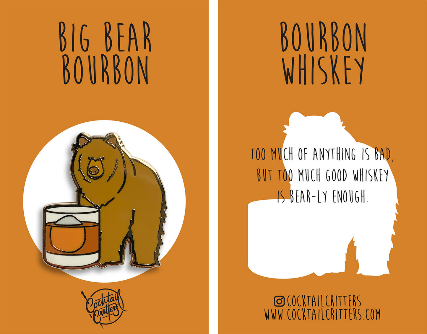 Big Bear & Bourbon Hard Enamel Pin by Cocktail Critters
