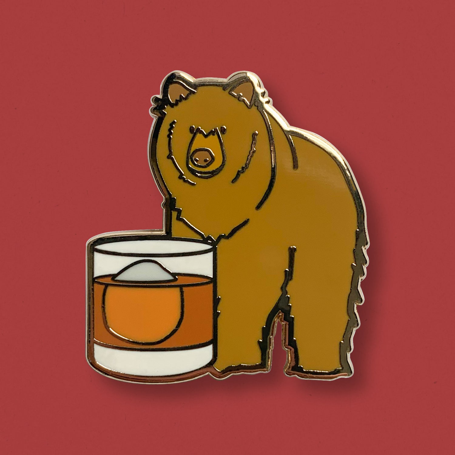 Big Bear & Bourbon Hard Enamel Pin by Cocktail Critters