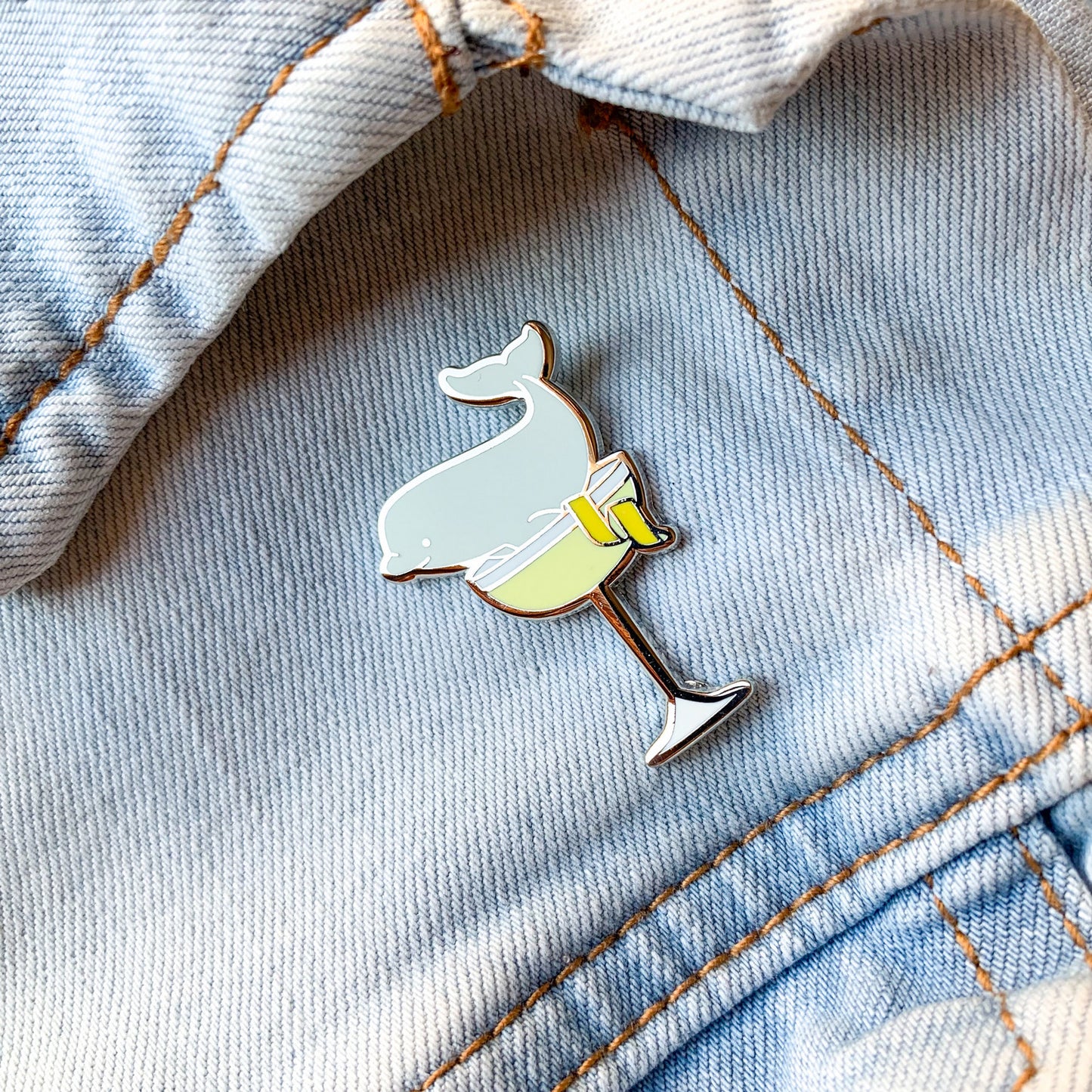 Beluga & White Lady Cocktail Hard Enamel Pin by Cocktail Critters