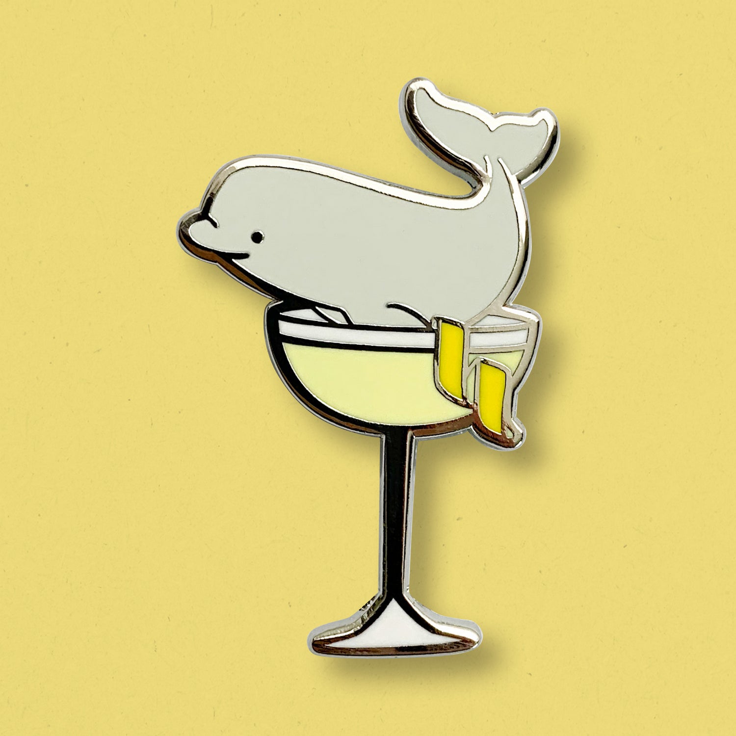 Beluga & White Lady Cocktail Hard Enamel Pin by Cocktail Critters