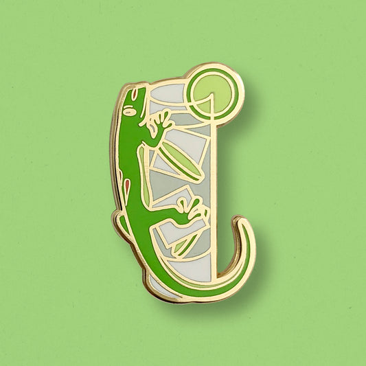 Gecko & Gin Tonic Cocktail Hard Enamel Pin by Cocktail Critters