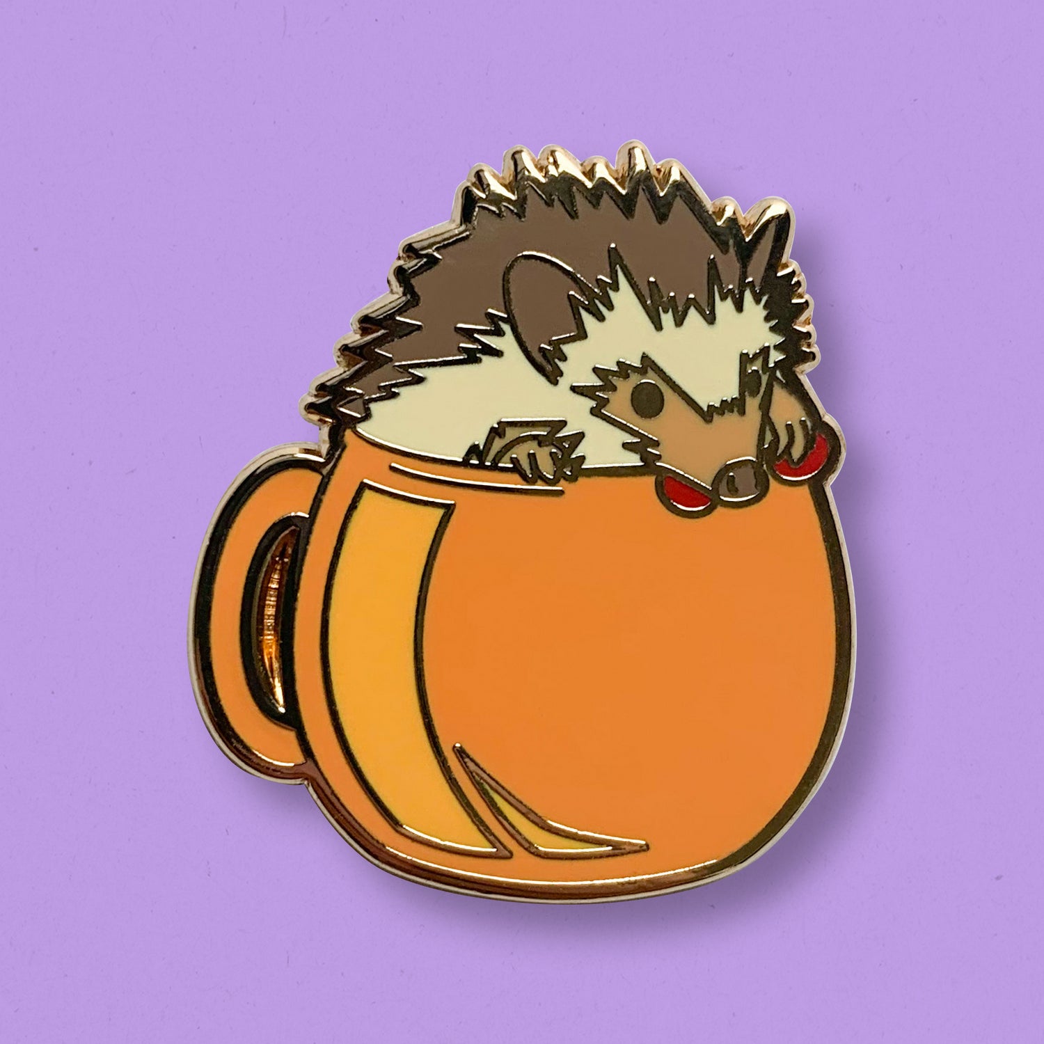 Hedgehog & Pomegranate Punch Cocktail Hard Enamel Pin by Cocktail Critters