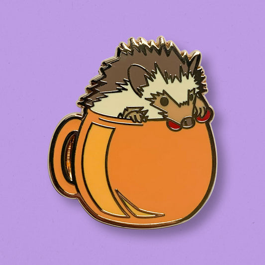 Hedgehog & Pomegranate Punch Cocktail Hard Enamel Pin by Cocktail Critters