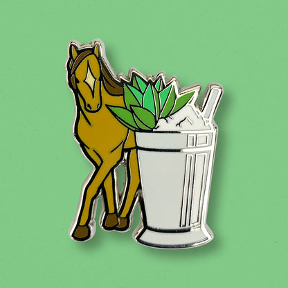 Horse & Mint Julep Cocktail Hard Enamel Pin by Cocktail Critters