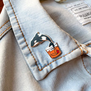 Killer Whale & Manhattan Cocktail Hard Enamel Pin by Cocktail Critters