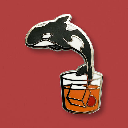 Killer Whale & Manhattan Cocktail Hard Enamel Pin by Cocktail Critters