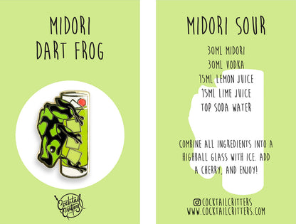 Dart Frog & Midori Sour Cocktail Hard Enamel Pin by Cocktail Critters