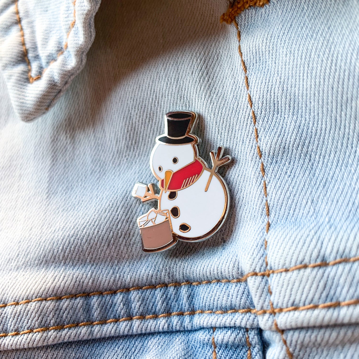 Snowman & Hot Chocolate Hard Enamel Pin by Cocktail Critters