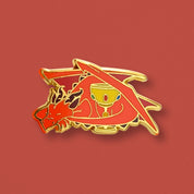 Sleeping Dragon & Chalice of Wine Hard Enamel Pin by Cocktail Critters