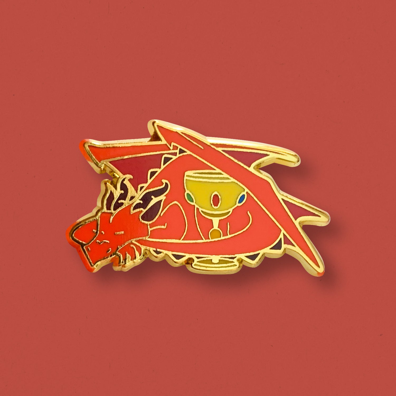 Sleeping Dragon & Chalice of Wine Hard Enamel Pin by Cocktail Critters