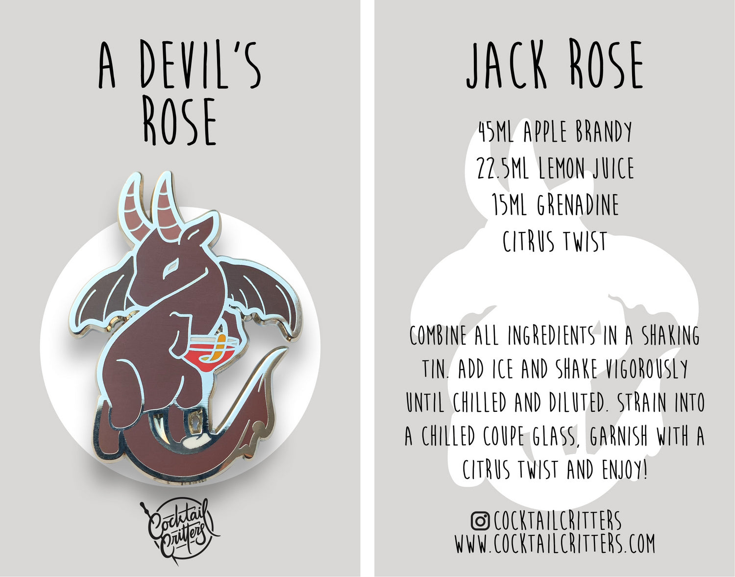 Jersey Devil x Jack Rose Enamel Pin by Cocktail Critters
