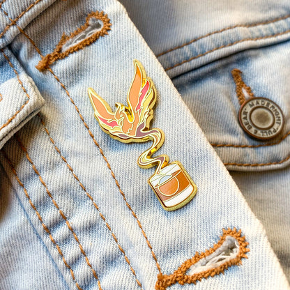 Phoenix & Smokey Old Fashioned Hard Enamel Pin by Cocktail Critters