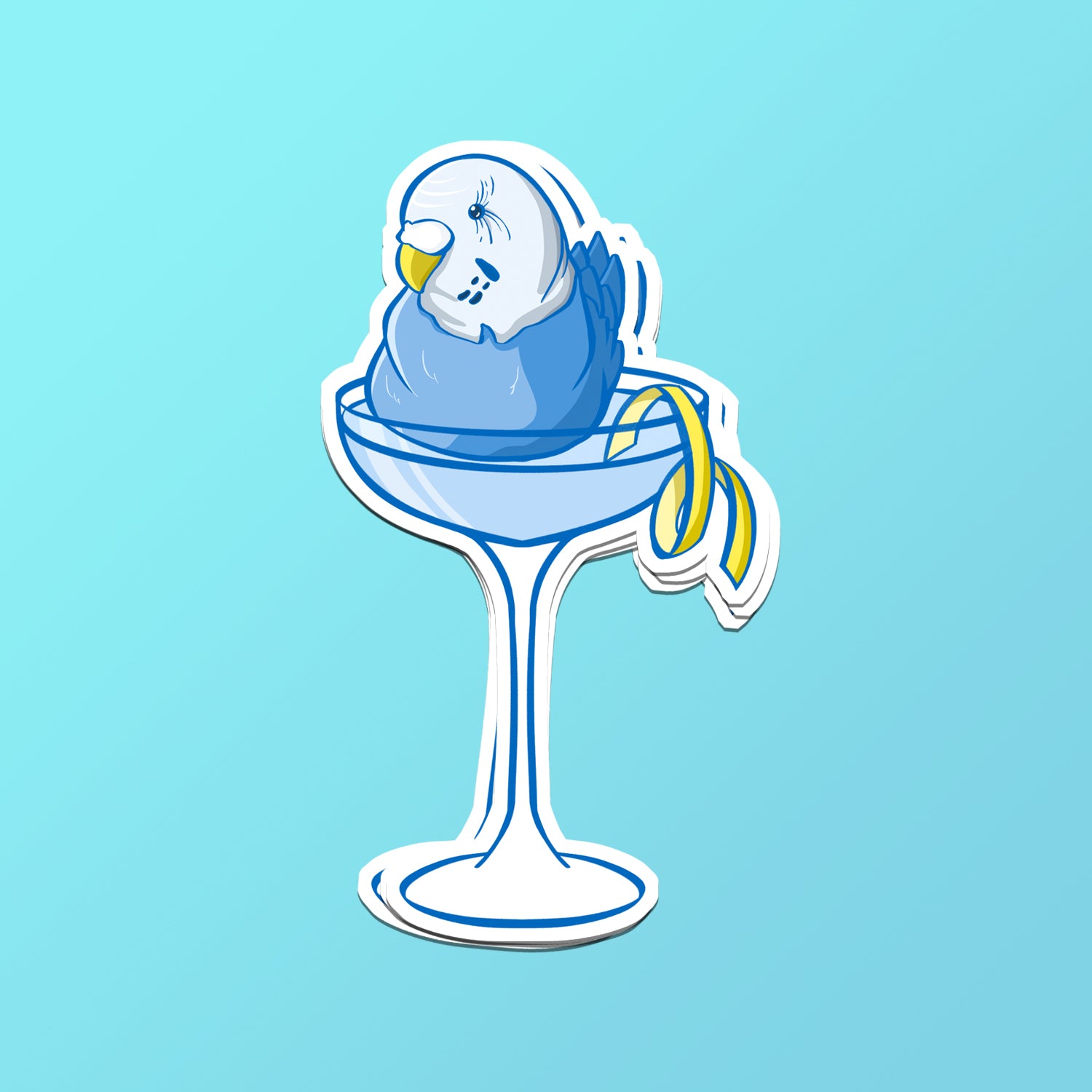 Budgie Bird Martini Sticker by Cocktail Critters