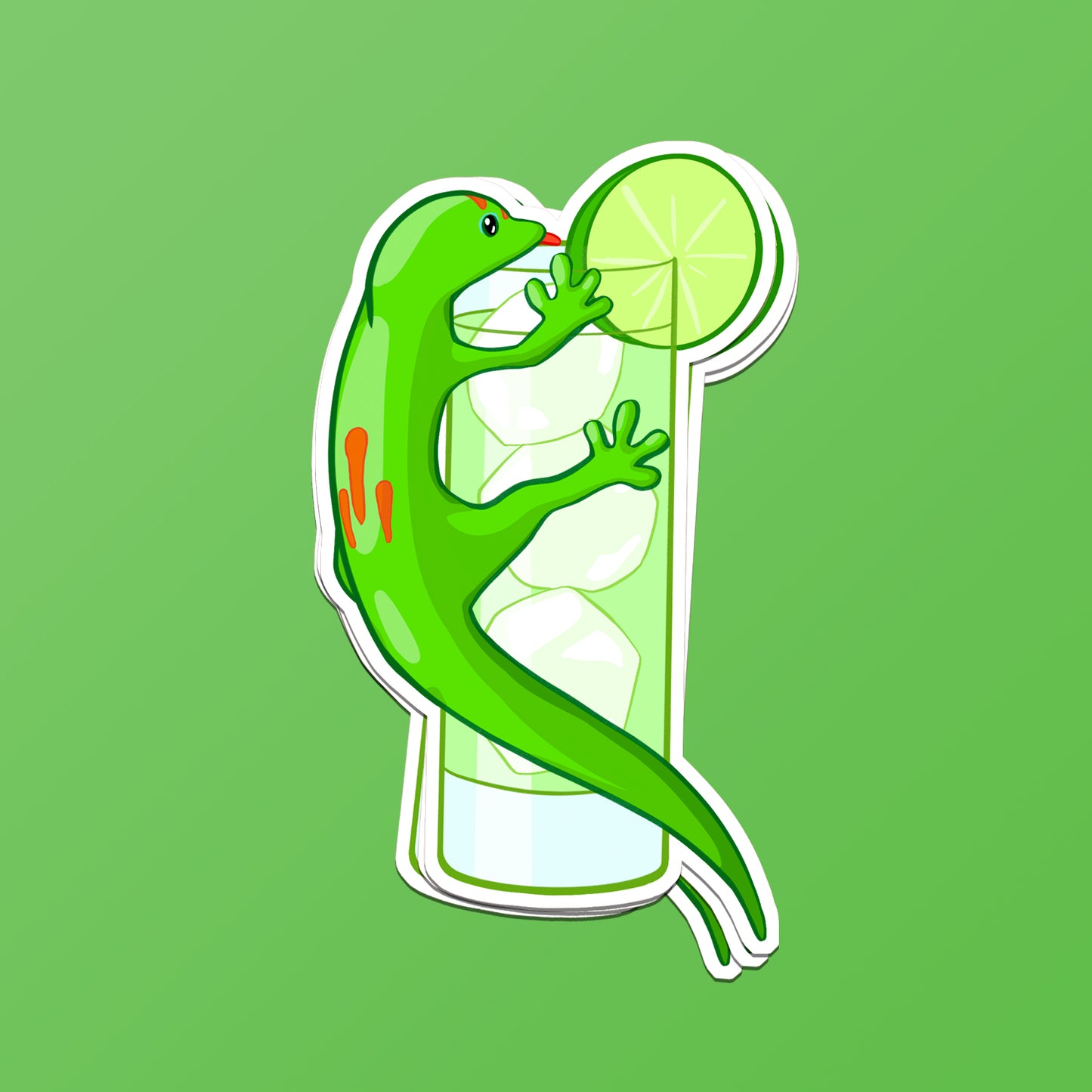 Gecko & Tonic Sticker by Cocktail Critters
