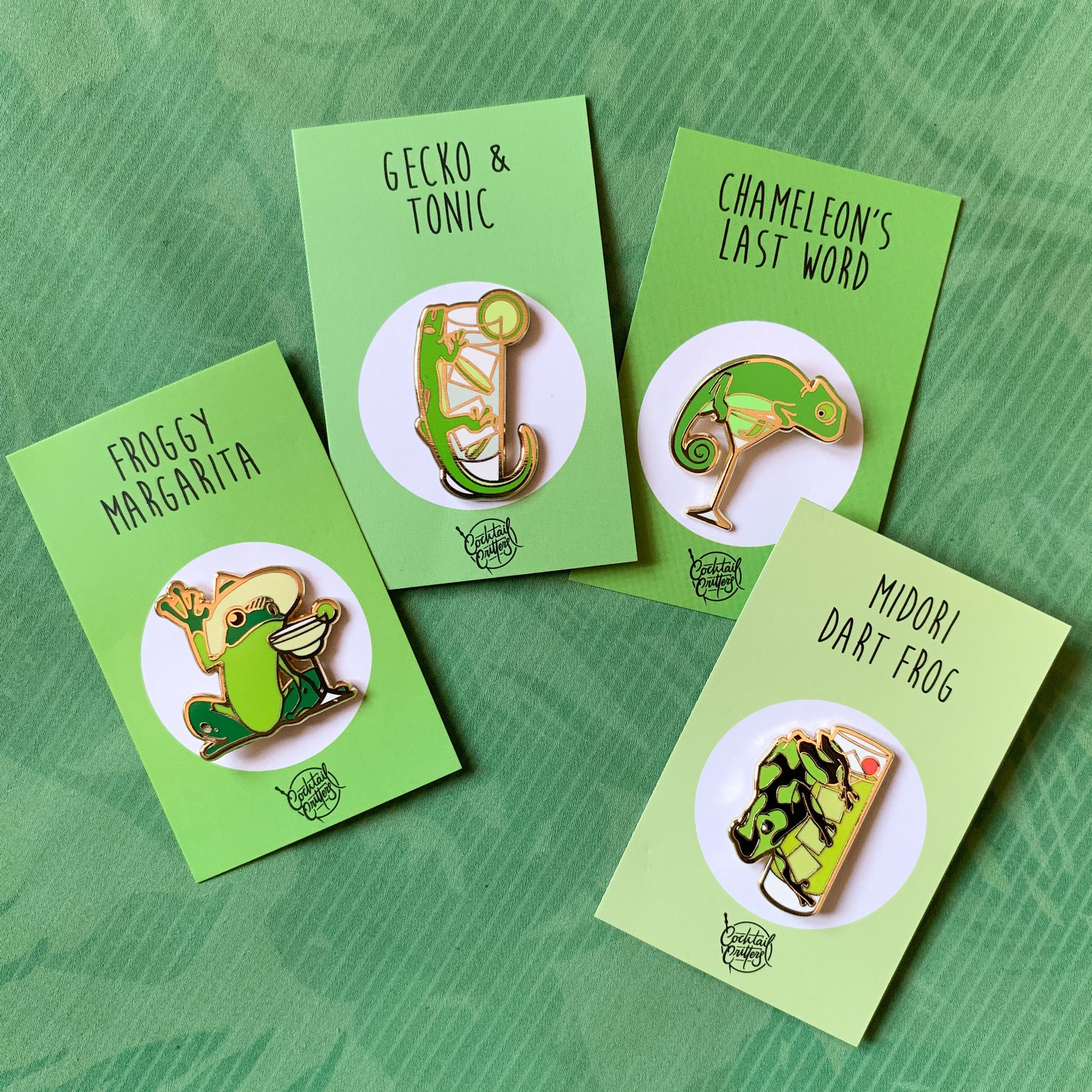 Gecko & Frogs Pin set