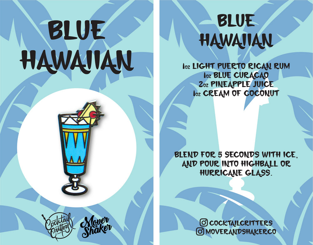 Blue Hawaiian Cocktail Enamel Pin by Cocktail Critters