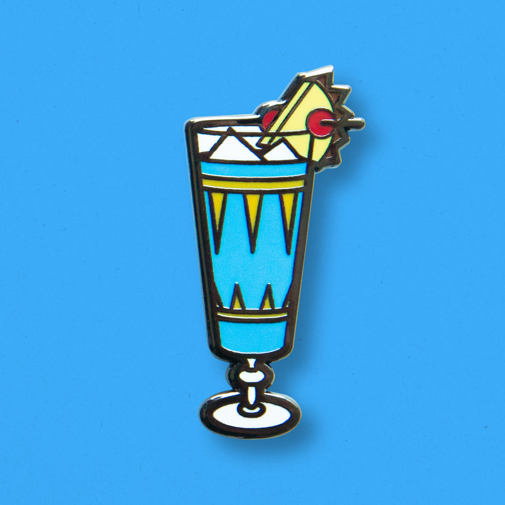Blue Hawaiian Cocktail Enamel Pin by Cocktail Critters