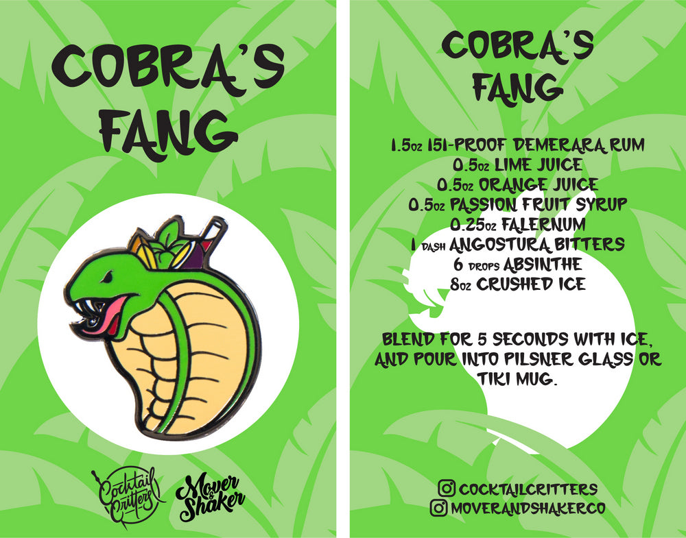 Cobra's Fang Cocktail Enamel Pin by Cocktail Critters