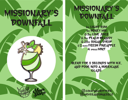Missionary's Downfall Cocktail Enamel Pin by Cocktail Critters