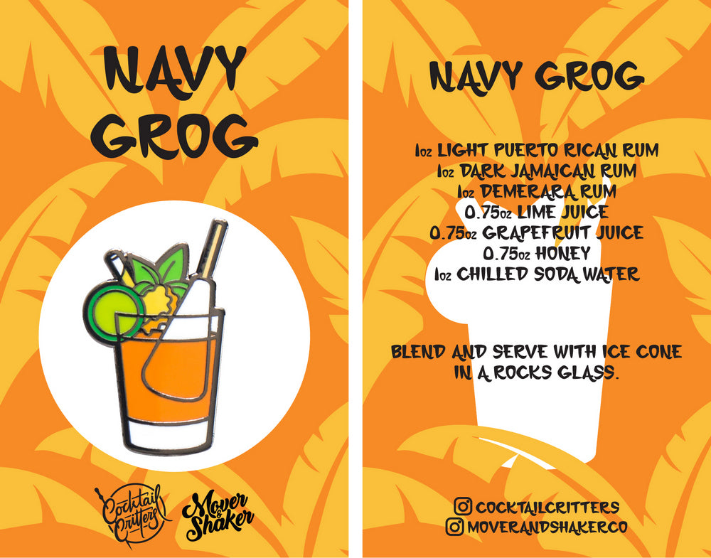 Navy Grog Cocktail Enamel Pin by Cocktail Critters