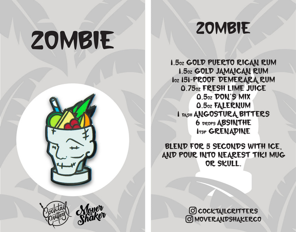 Zombie Cocktail Enamel Pin by Cocktail Critters