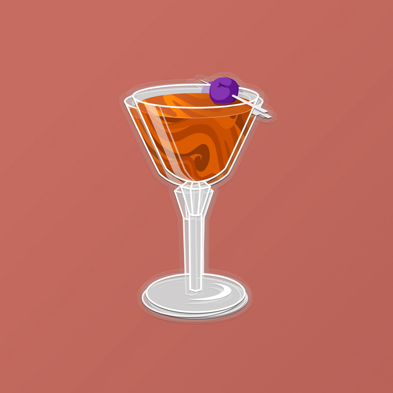 Manhattan Cocktail Sticker by Cocktail Critters