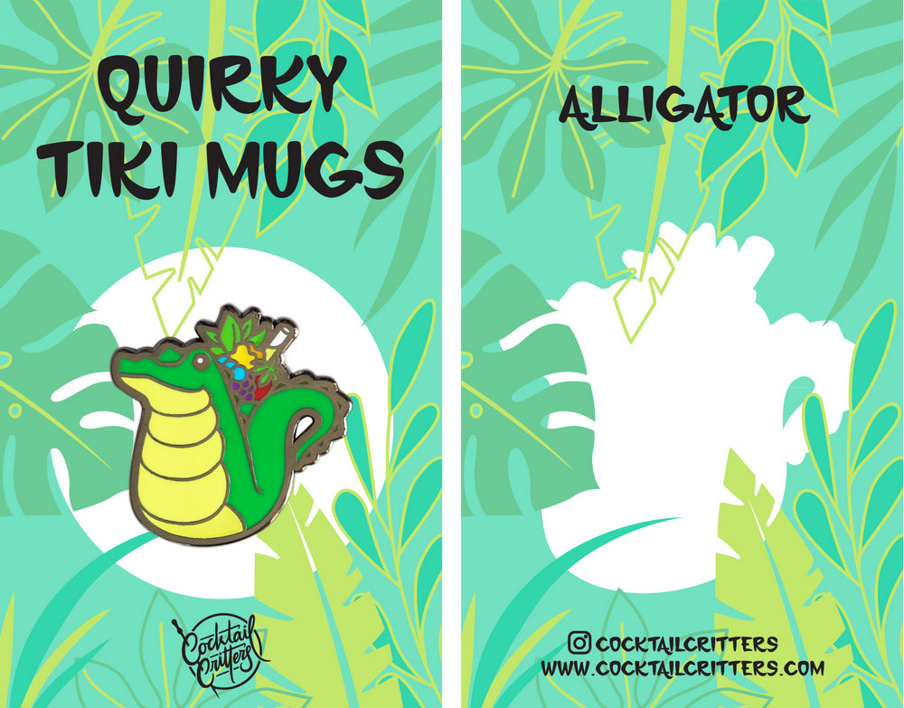 Quirky Tiki Alligator Mug Enamel Pin by Cocktail Critters
