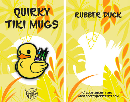 Quirky Tiki Duck Mug Enamel Pin by Cocktail Critters