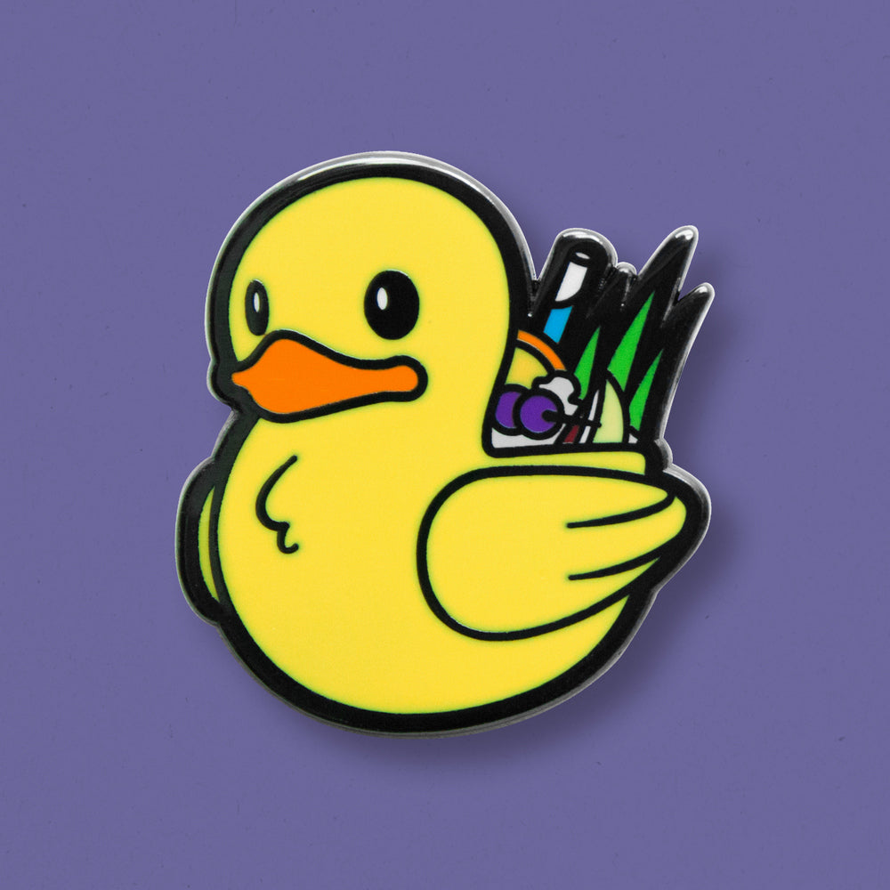 Quirky Tiki Duck Mug Enamel Pin by Cocktail Critters