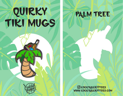 Quirky Tiki Palm Tree Mug Enamel Pin by Cocktail Critters