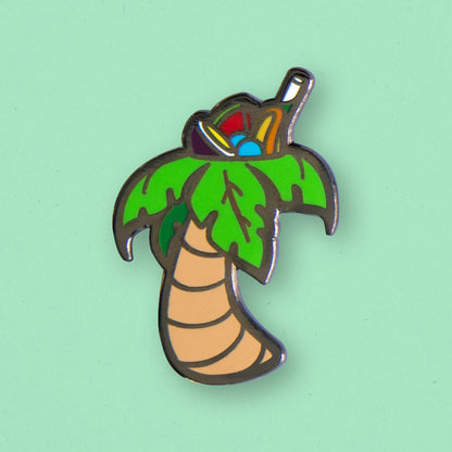 Quirky Tiki Palm Tree Mug Enamel Pin by Cocktail Critters
