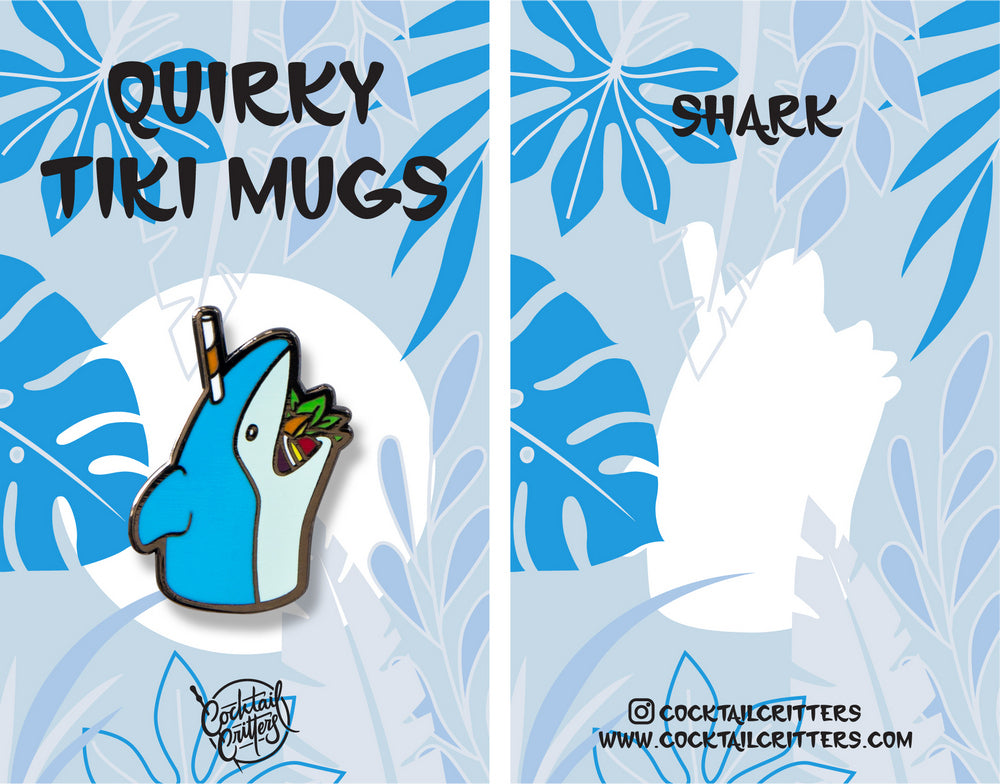 Quirky Tiki Shark Mug Enamel Pin by Cocktail Critters
