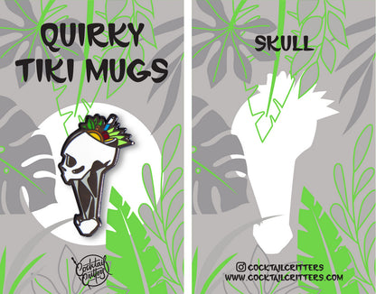 Quirky Tiki Skull Mug Enamel Pin by Cocktail Critters