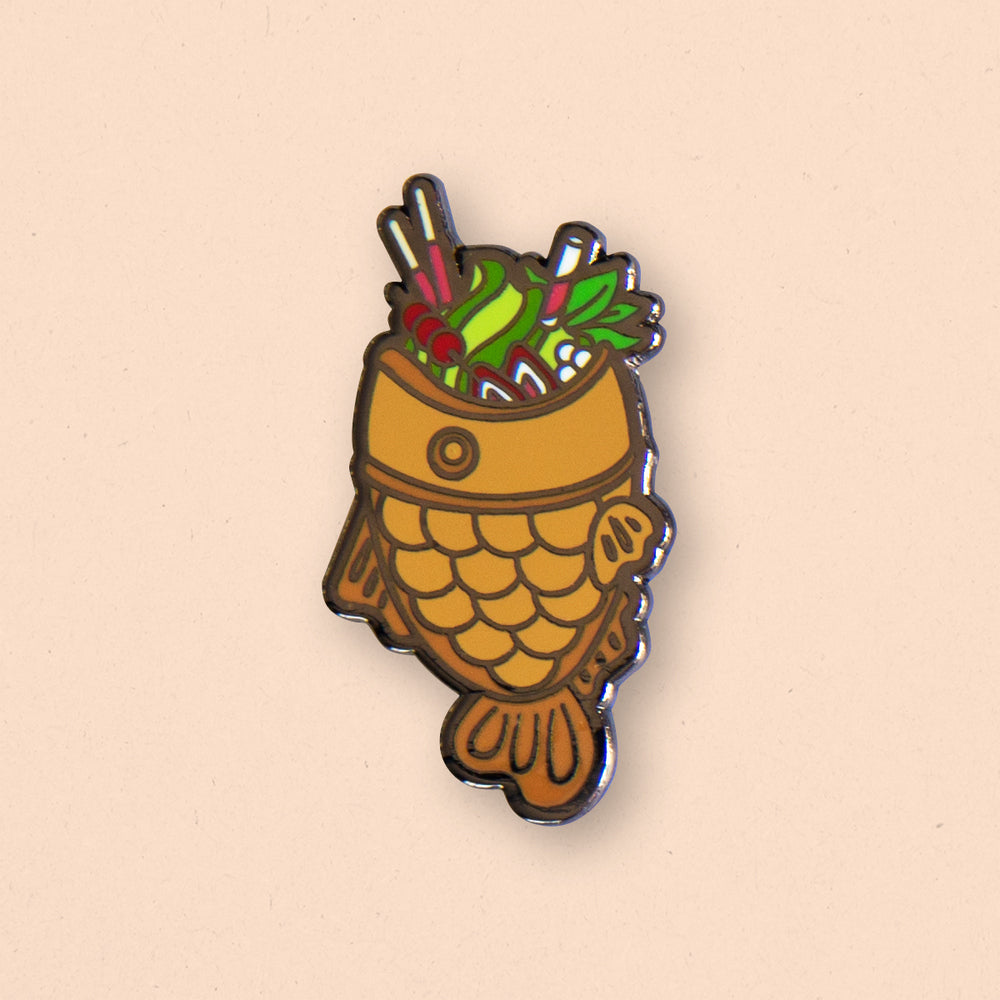 Quirky Tiki Taiyaki Mug Enamel Pin by Cocktail Critters