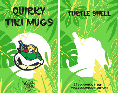 Quirky Tiki Turtle Mug Enamel Pin by Cocktail Critters
