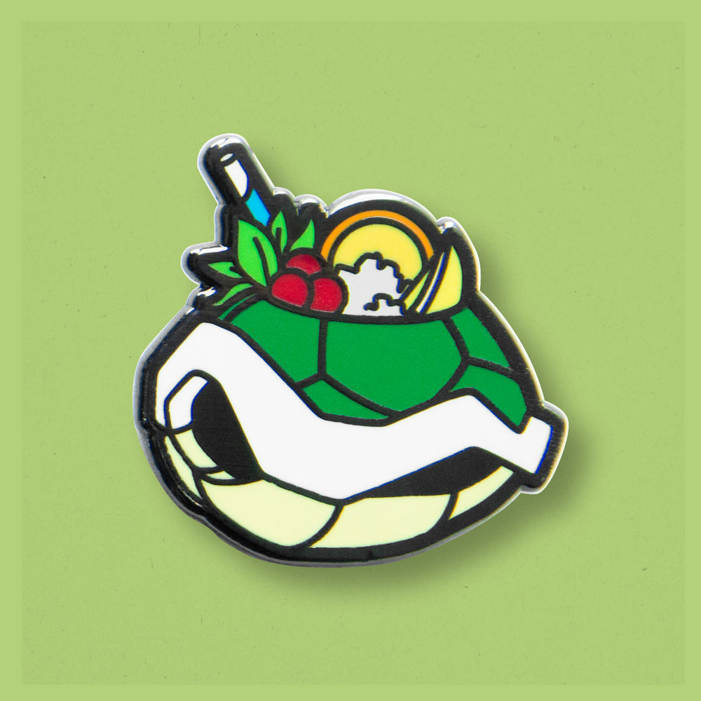 Quirky Tiki Turtle Mug Enamel Pin by Cocktail Critters