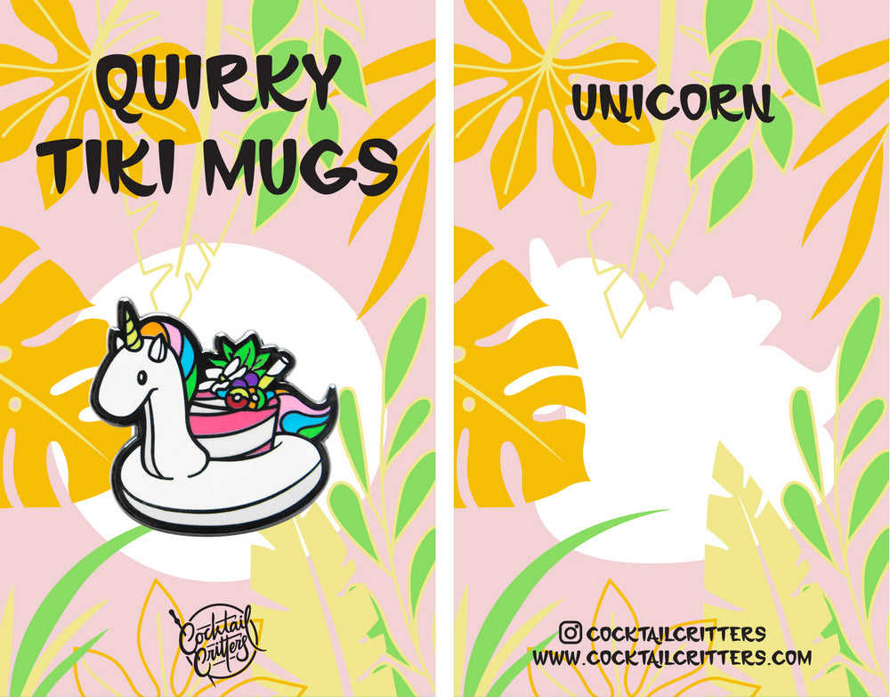 Quirky Tiki Unicorn Mug Enamel Pin by Cocktail Critters