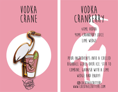 Crane & Vodka Cranberry Enamel Pin